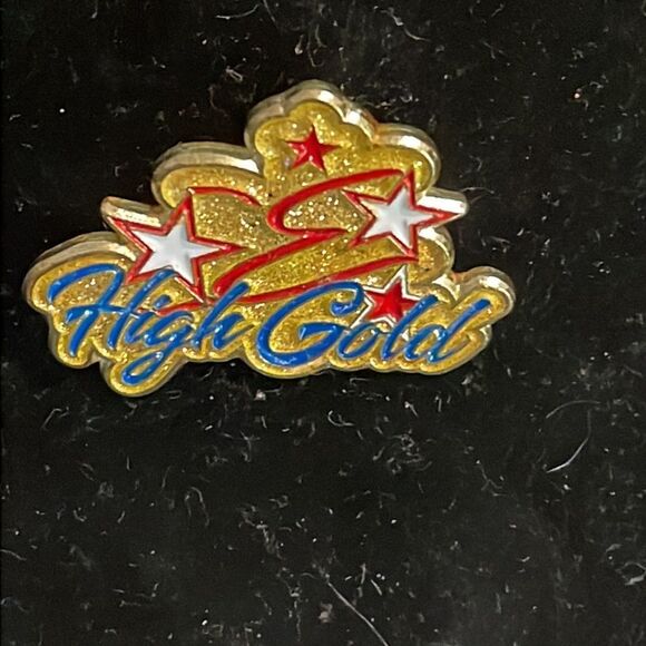 1.25” gold tone star design w/red white & blue enamel hat lapel pin tie tack - Picture 3 of 8